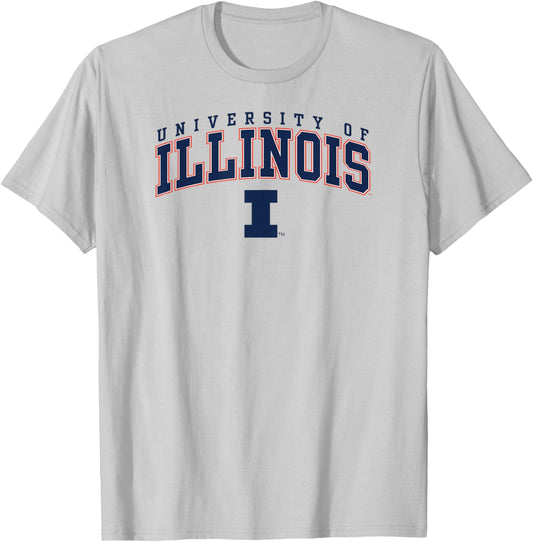 Illinois Fighting Illini Arch Over Gray Officially Licensed T-Shirt - T-Shirt | Ash