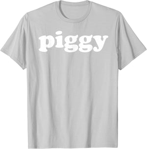 Piggy Simple Word Text Only T-Shirt - T-Shirt | Ash