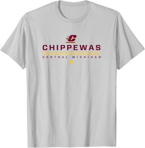 Central Michigan University CMU Chippewas Lines T-Shirt - T-Shirt | Ash