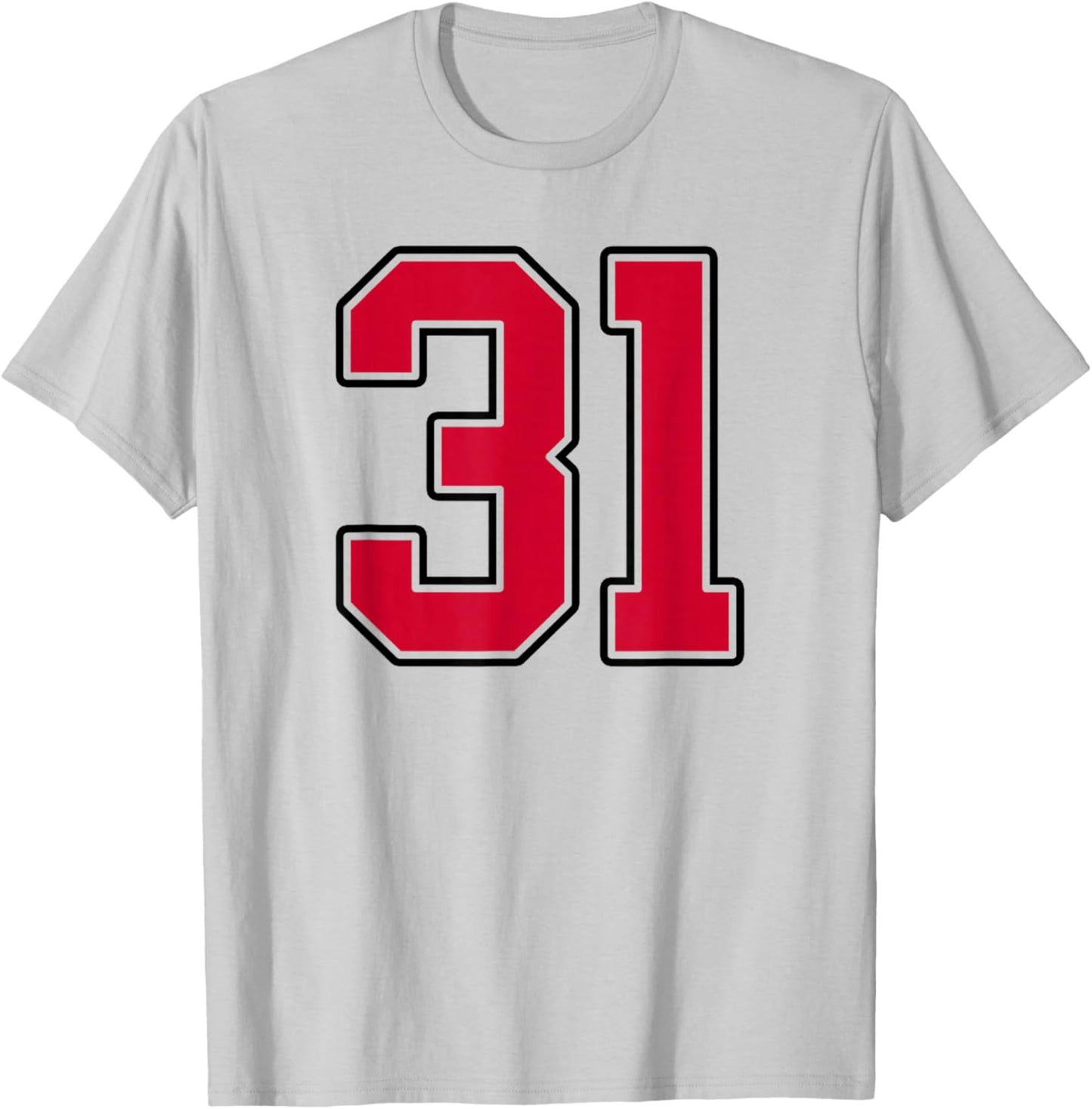 Red and Black Number 31 Jersey Player Uniform #31 T-Shirt - T-Shirt | Ash