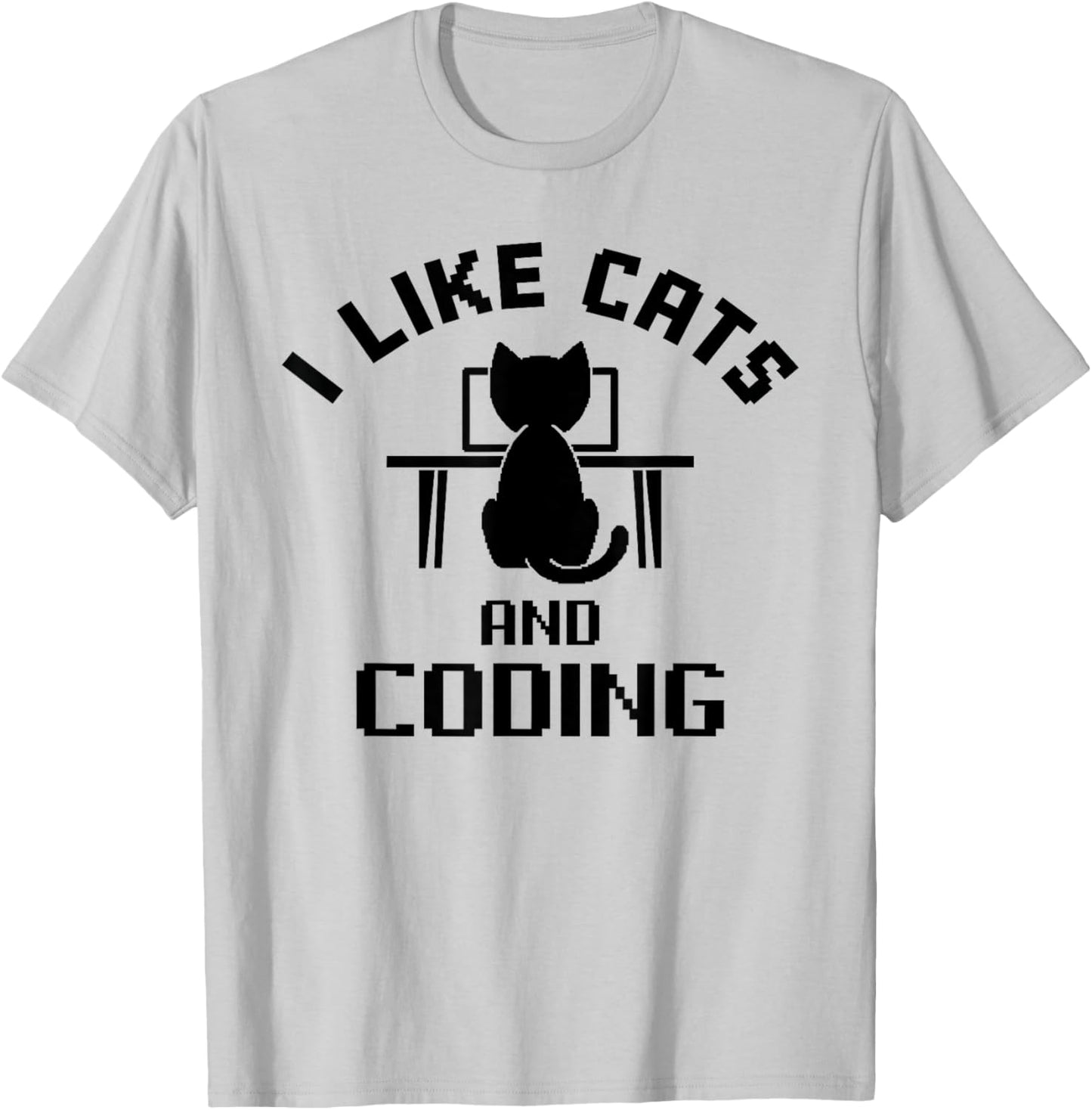 I Like Cats and Coding Funny Design T-Shirt - T-Shirt | Ash