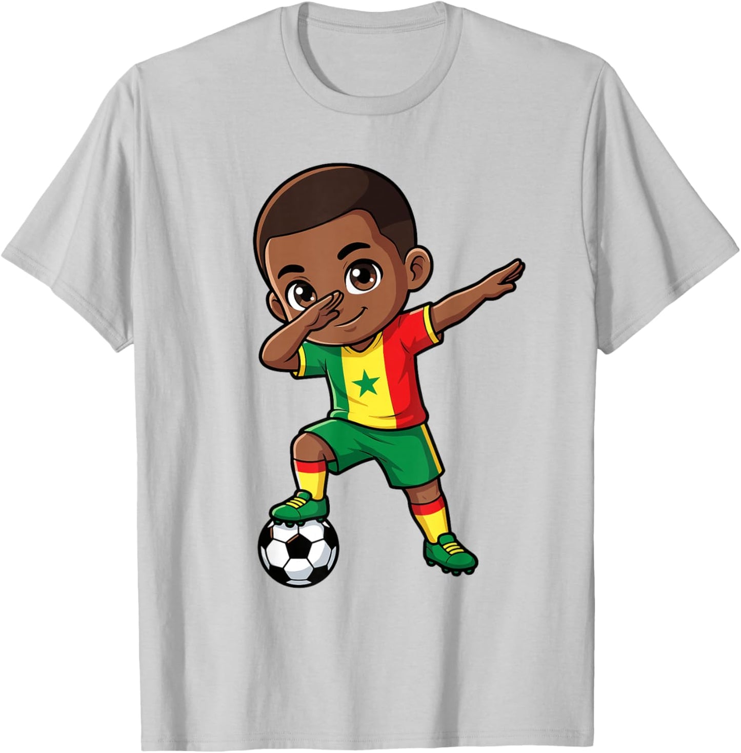 Senegal Dab Kid Cartoon Senegalese Flag for Boys Kids T-Shirt - T-Shirt | Ash