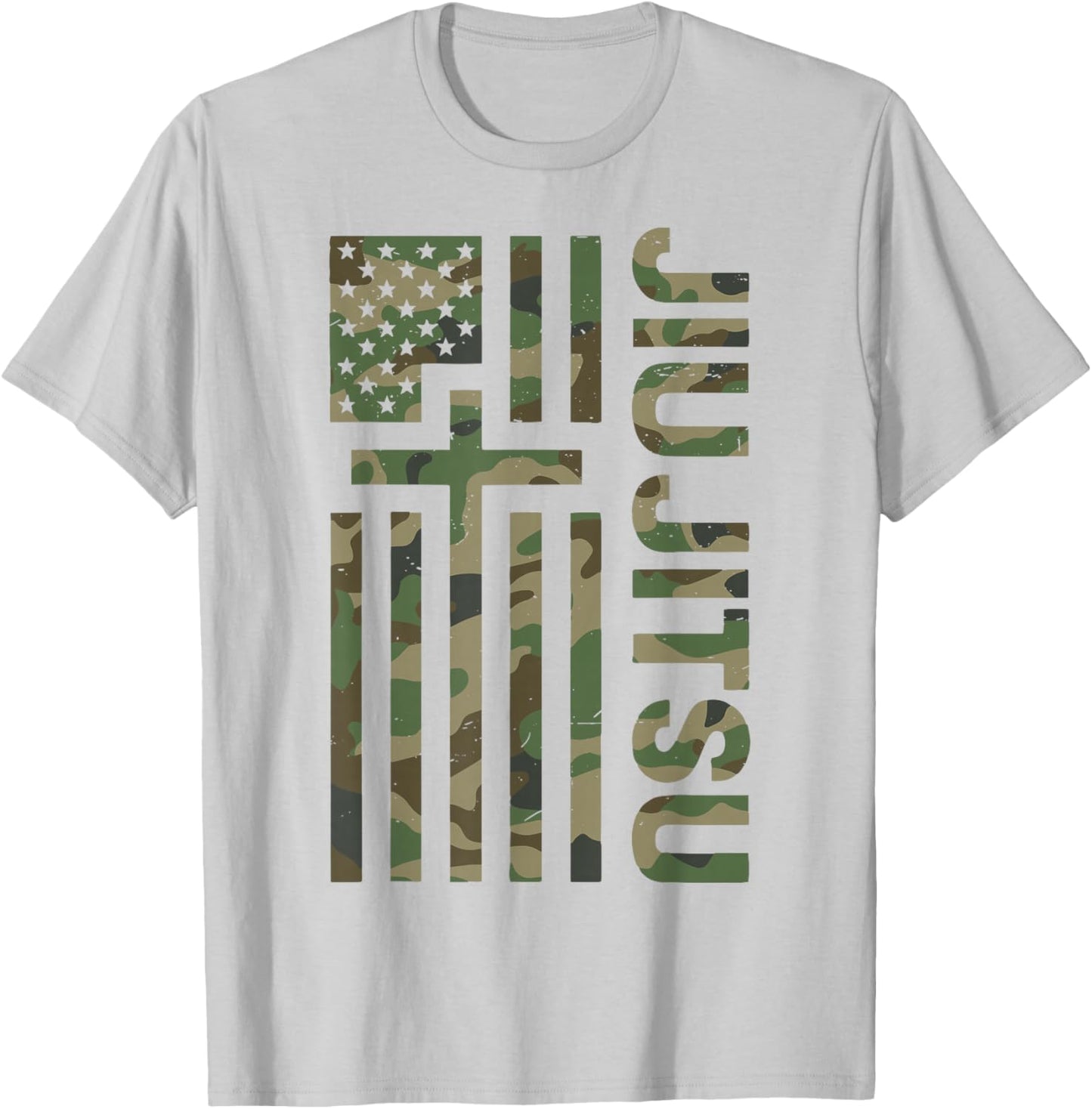 Camo Jiu Jitsu American Flag Christian Cross Jesus Teen Boys T-Shirt - T-Shirt | Ash