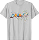 Happy Cute Birds on Branch Ladybug Butterfly T-Shirt - T-Shirt | Ash