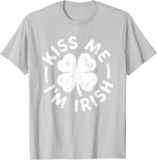 Kiss Me I'm Irish St Patricks Day Shamrock Men Women Kids T-Shirt - T-Shirt | Ash