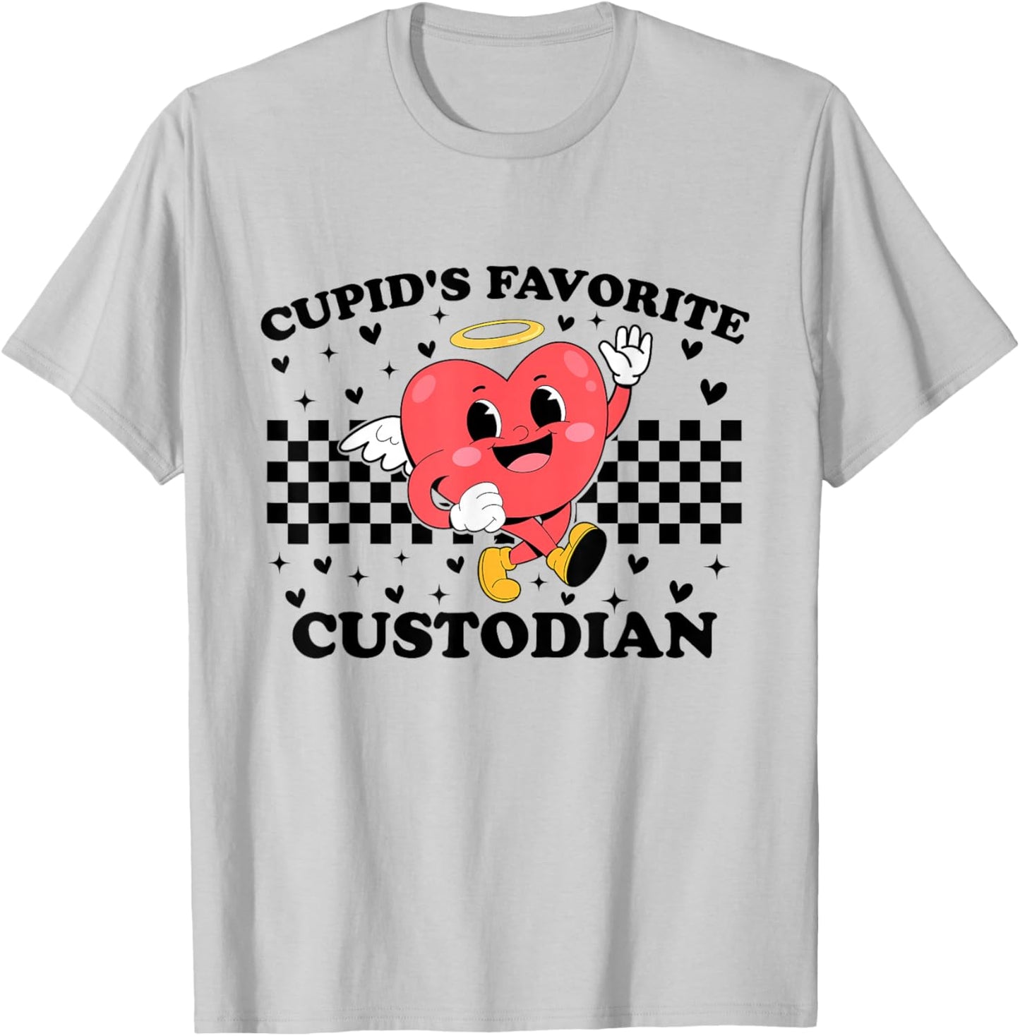 Cupid’s Favorite Custodian Valentines Funny Cupid T-Shirt - T-Shirt | Ash