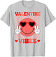 Groovy Valentine Vibes Smile Face Valentines Day Girls Women T-Shirt - T-Shirt | Ash