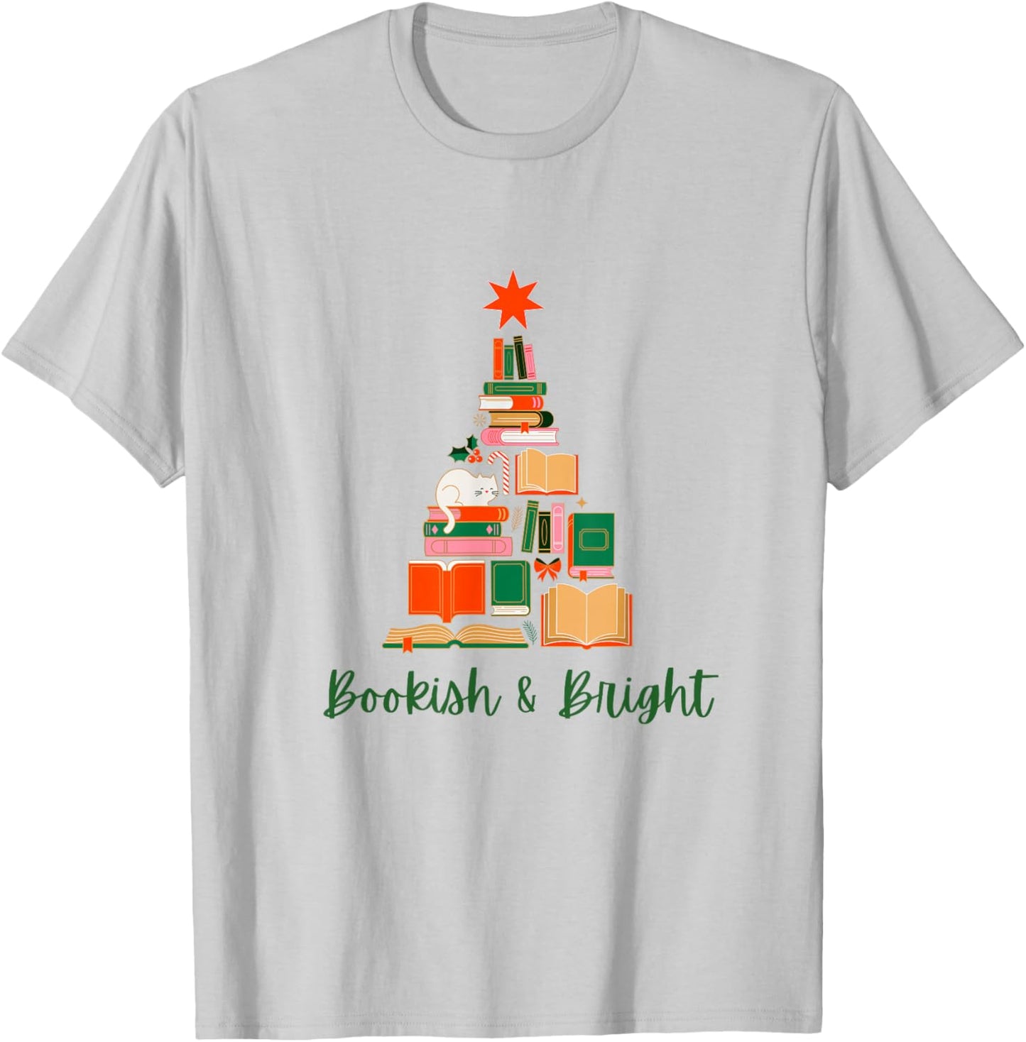 Bookish & Bright Holiday T-Shirt - T-Shirt | Ash
