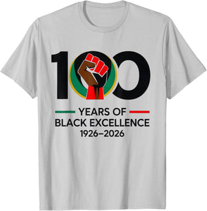 100 Years of Black Excellence Centennial Black History Month T-Shirt - T-Shirt | Ash