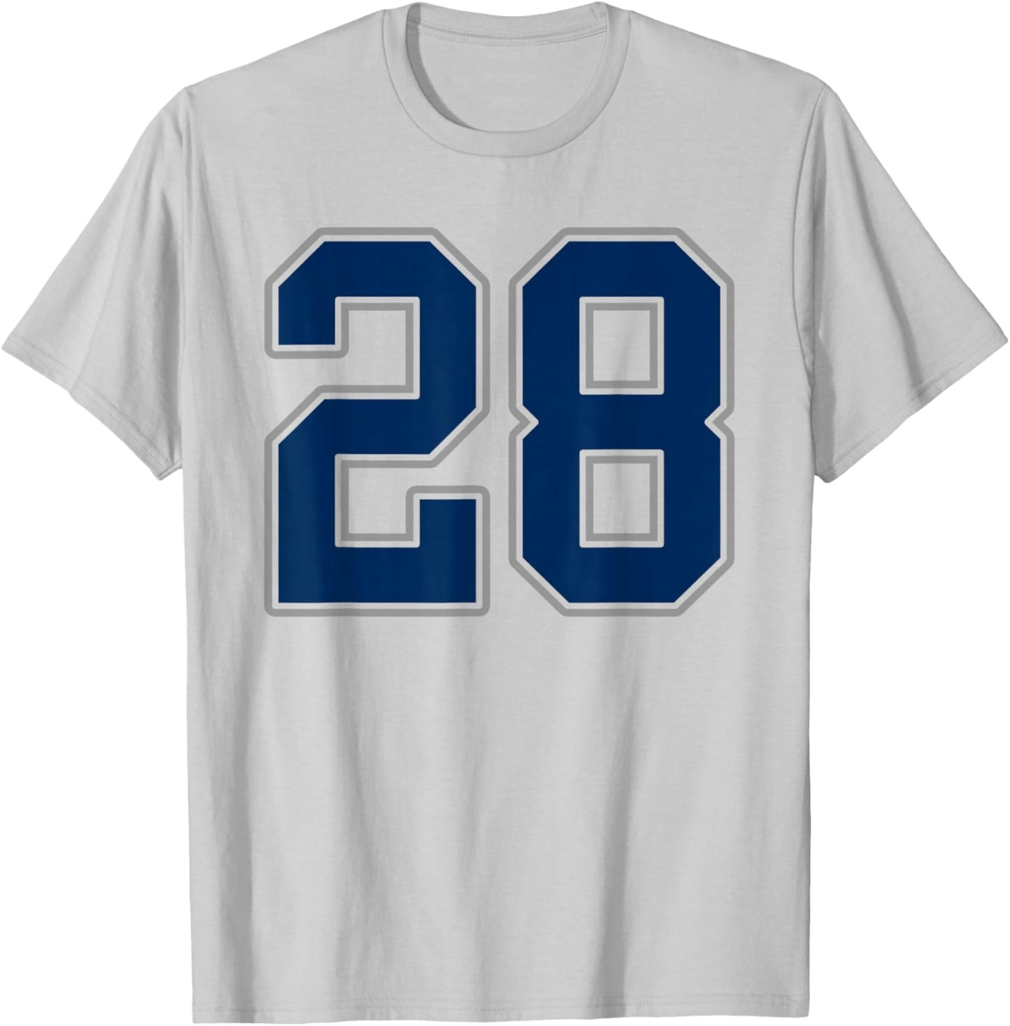 Navy Blue Silver Number 28 Jersey Player Uniform #28 T-Shirt - T-Shirt | Ash