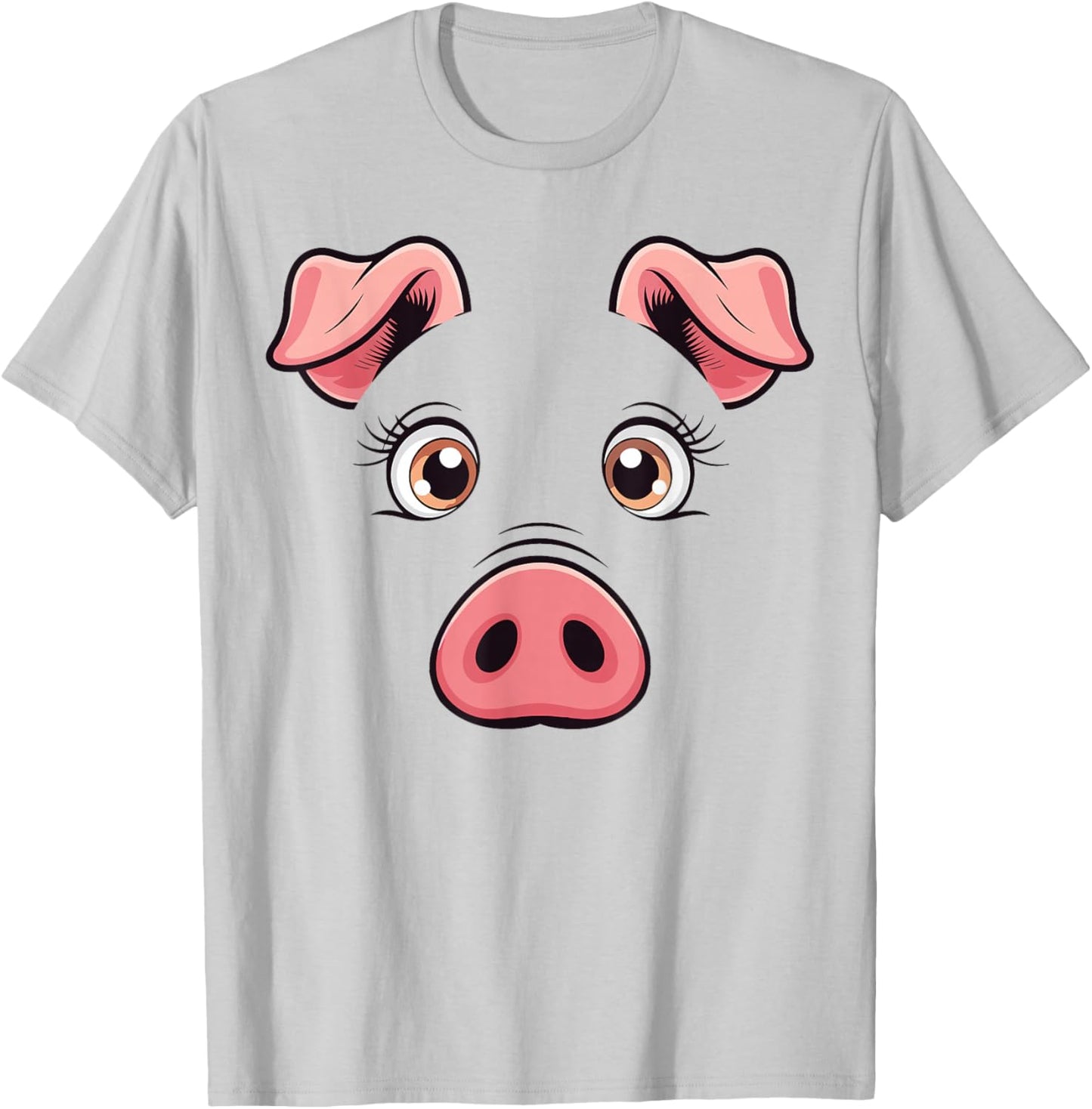 Pig Face Shirt Adult Kids Men Women Pink Pig Face Costume T-Shirt - T-Shirt | Ash