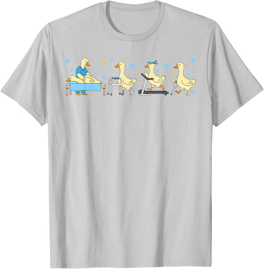 Funny Physical Therapy Cute Goose Fitness Wellness Workout T-Shirt - T-Shirt | Ash