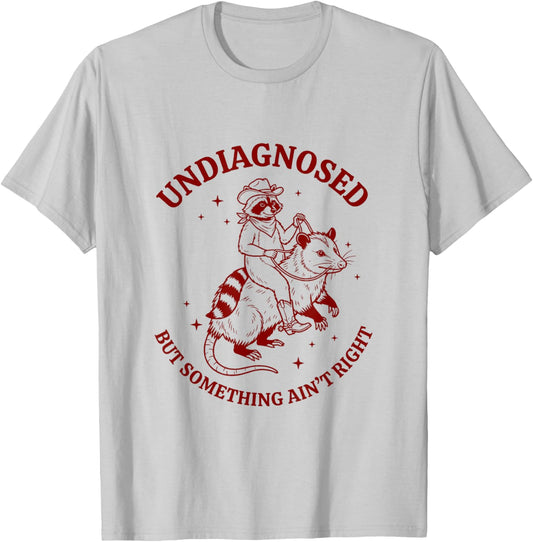 Undiagnosed But Something Ain't Right Funny Raccoon Possum T-Shirt - T-Shirt | Ash