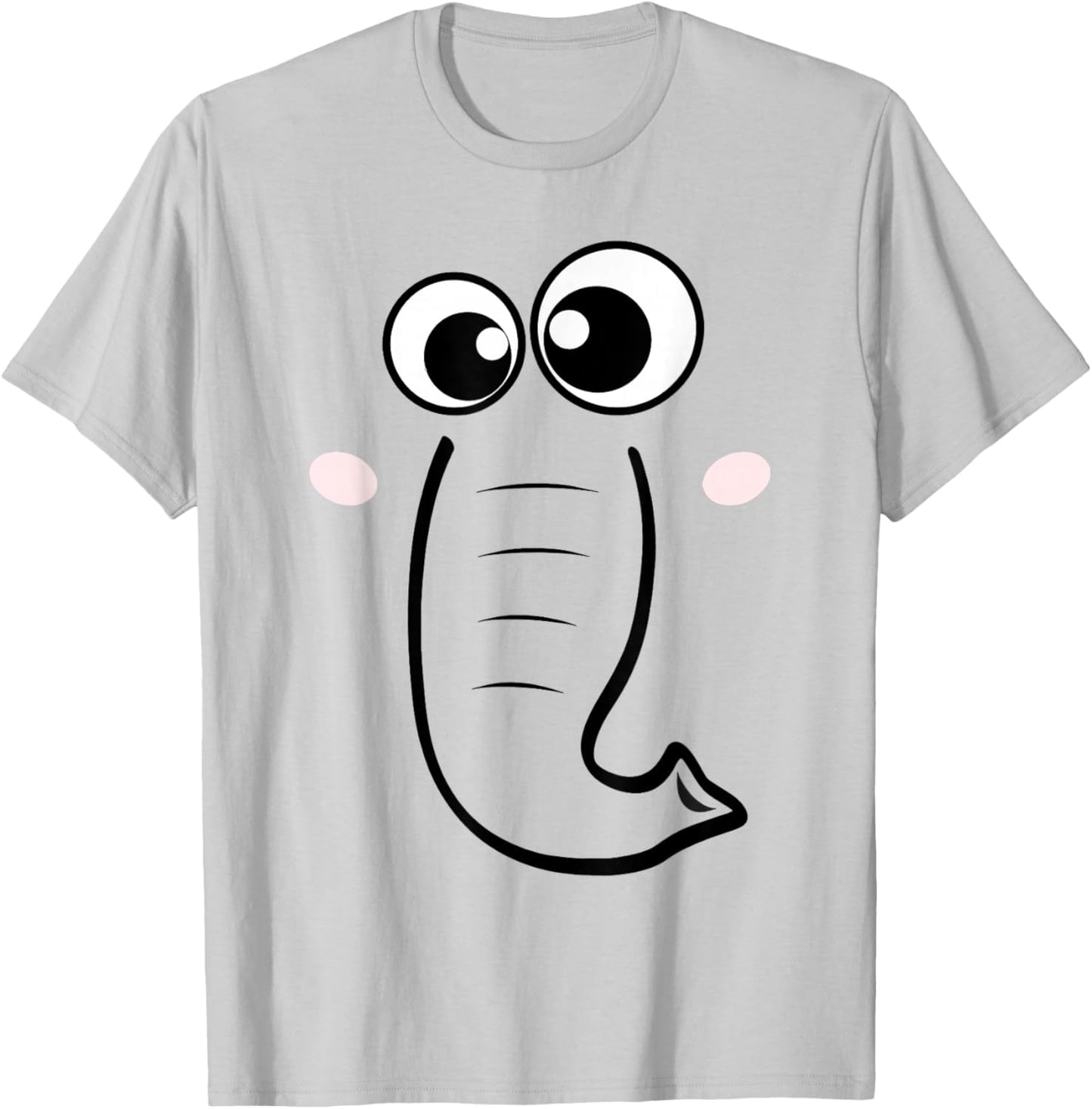 Cute Elephant Face Cartoon Style Easy Halloween Costume T-Shirt - T-Shirt | Ash