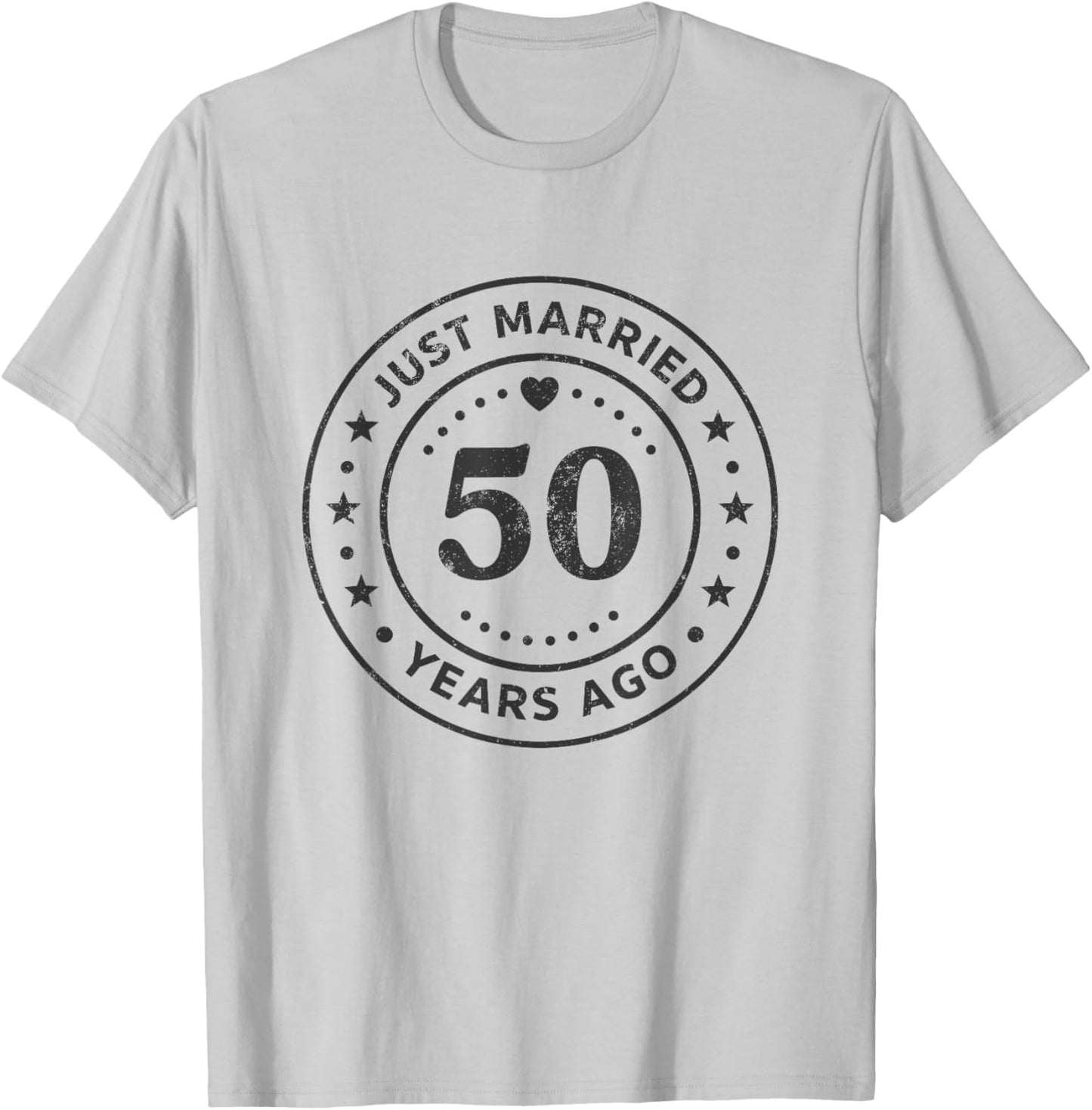 Vintage 50th Wedding Anniversary Just Married 50 Years Ago T-Shirt - T-Shirt | Ash