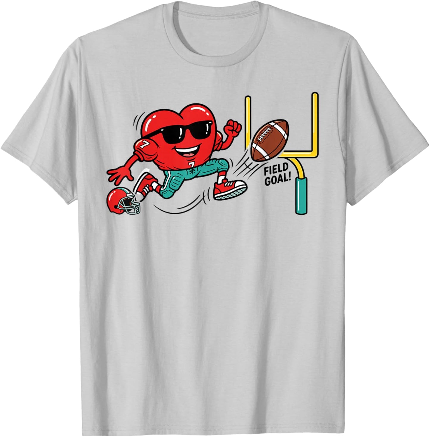 Heart Valentines Day Football Men Boys Kids Teens T-Shirt - T-Shirt | Ash