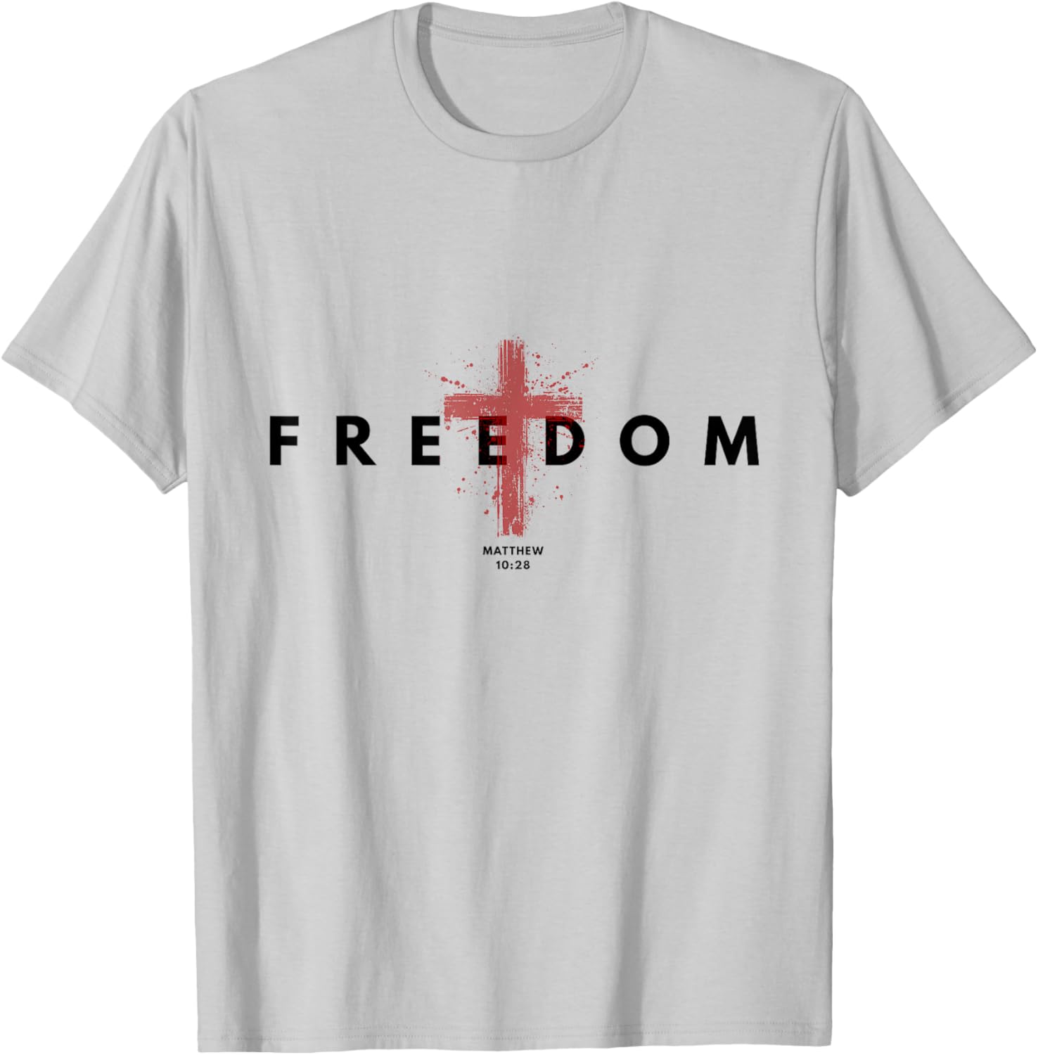 Freedom American Patriotic with Cross 1st Amendment T-Shirt - T-Shirt | Ash