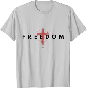 Freedom American Patriotic with Cross 1st Amendment T-Shirt - T-Shirt | Ash