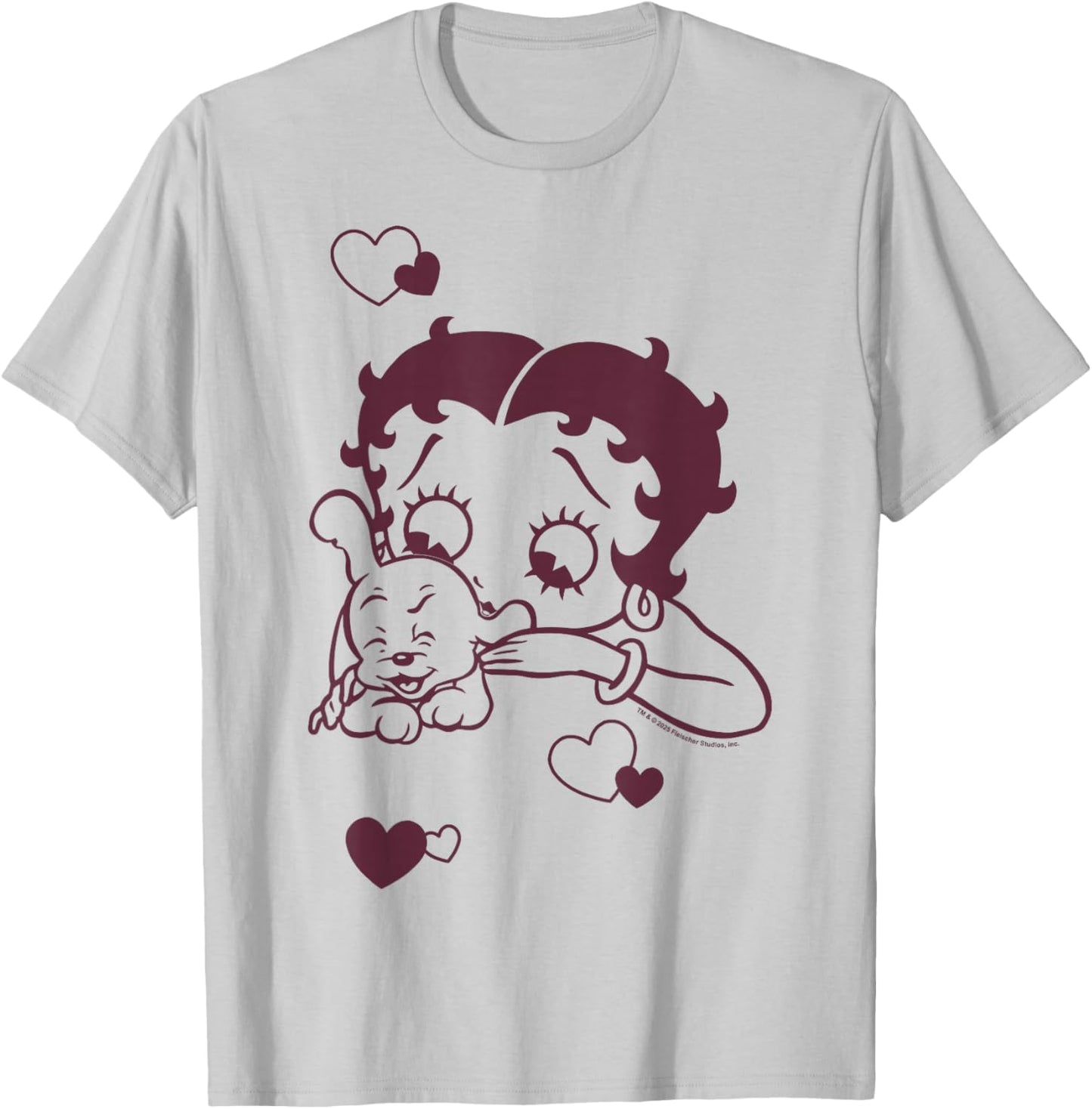 Betty Boop Betty Hugging Pudgy Heart T-Shirt - T-Shirt | Ash