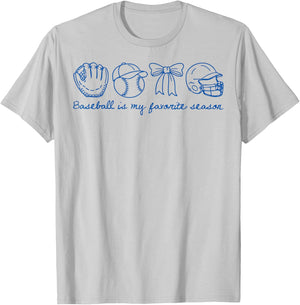 Baseball is My Favorite Season Coquette Bow Women Girls T-Shirt - T-Shirt | Ash