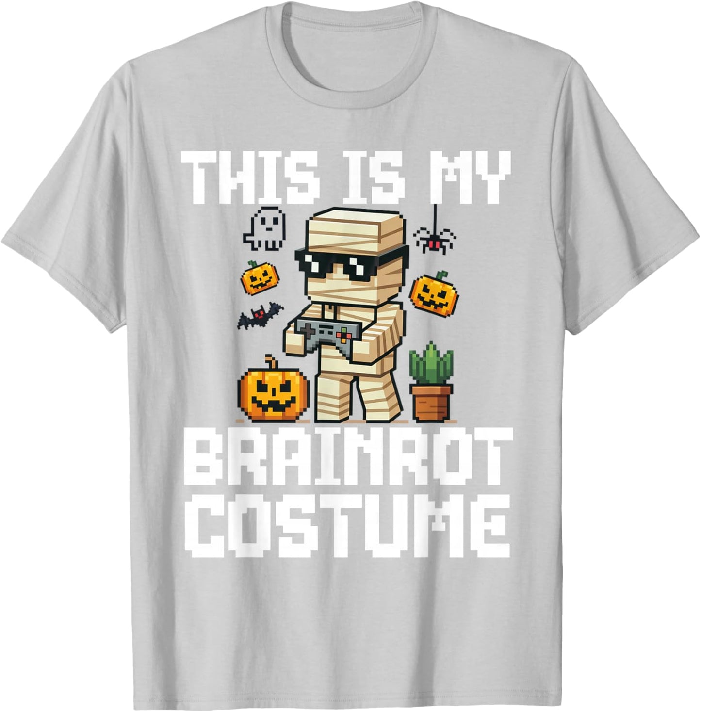 Brainrot Halloween Costume Shirt Kids Zombie Brainrot Gamer T-Shirt - T-Shirt | Ash