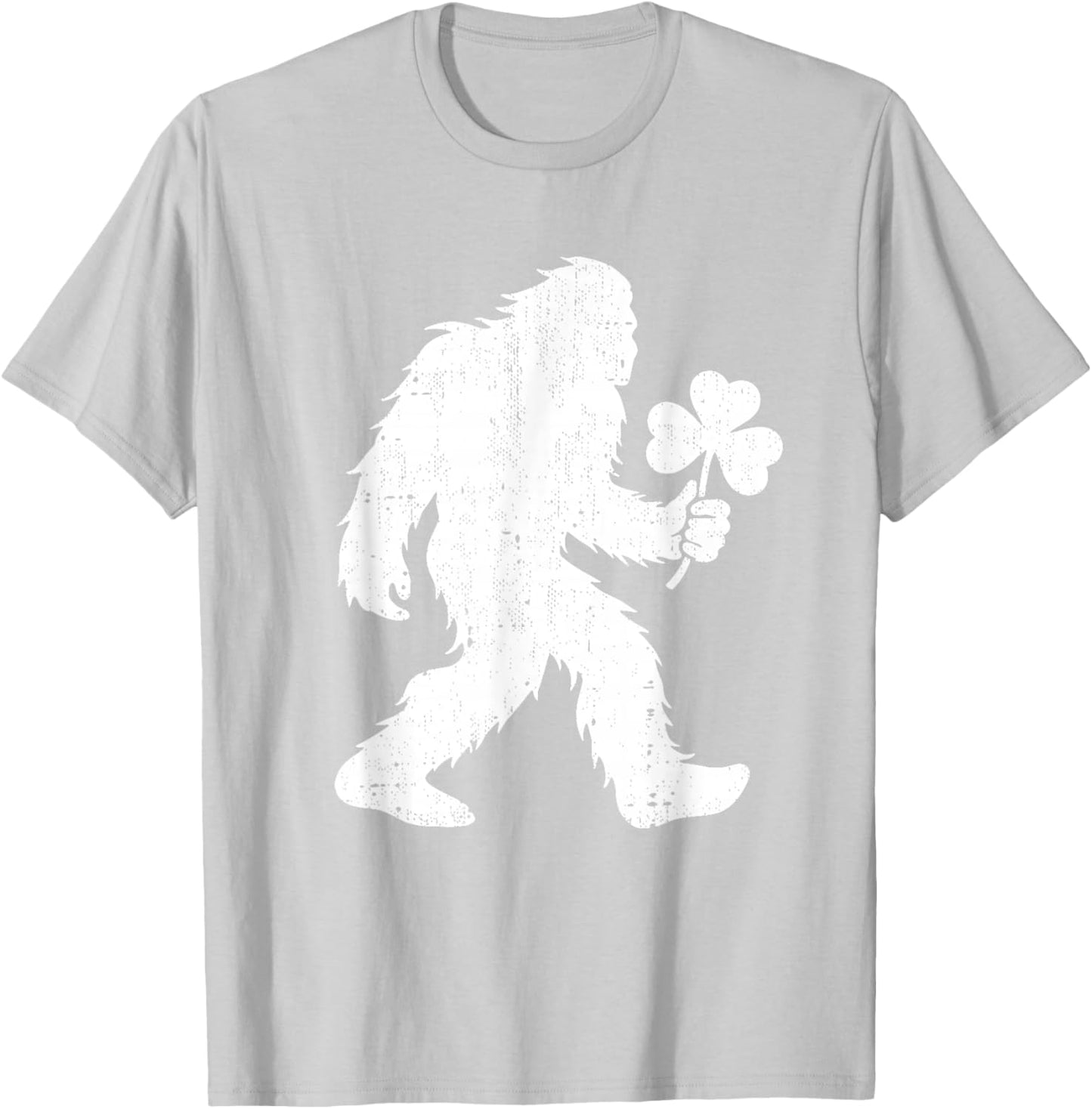 Bigfoot Shamrock St Patricks Day Adults Kids March T-Shirt - T-Shirt | Ash