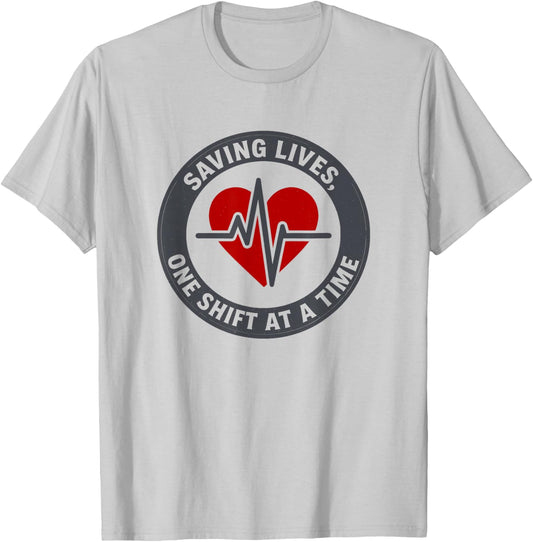 Saving Lives one Shift at a time ER Nurses T-Shirt - T-Shirt | Ash