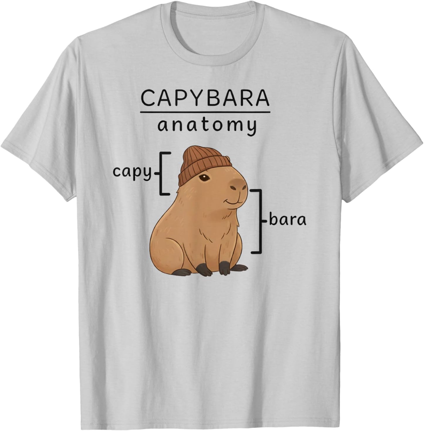 Funny Capybara Anatomy Zoo Boys Girls Kids T-Shirt - T-Shirt | Ash