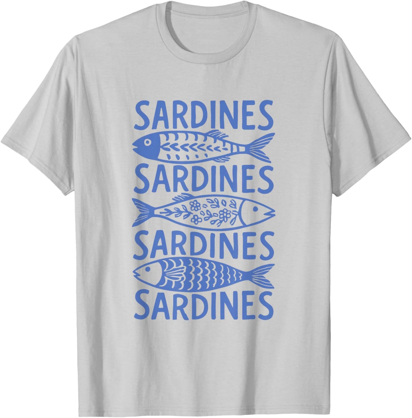 Sardine – Tinned Fish Retro Art T-Shirt - T-Shirt | Ash