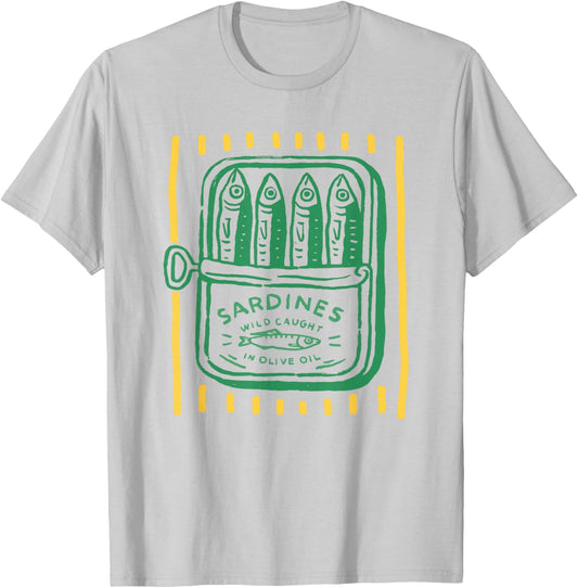 Les Sardines Fisherman Aesthetic Coastal Sardine Tinned Fish T-Shirt - T-Shirt | Ash