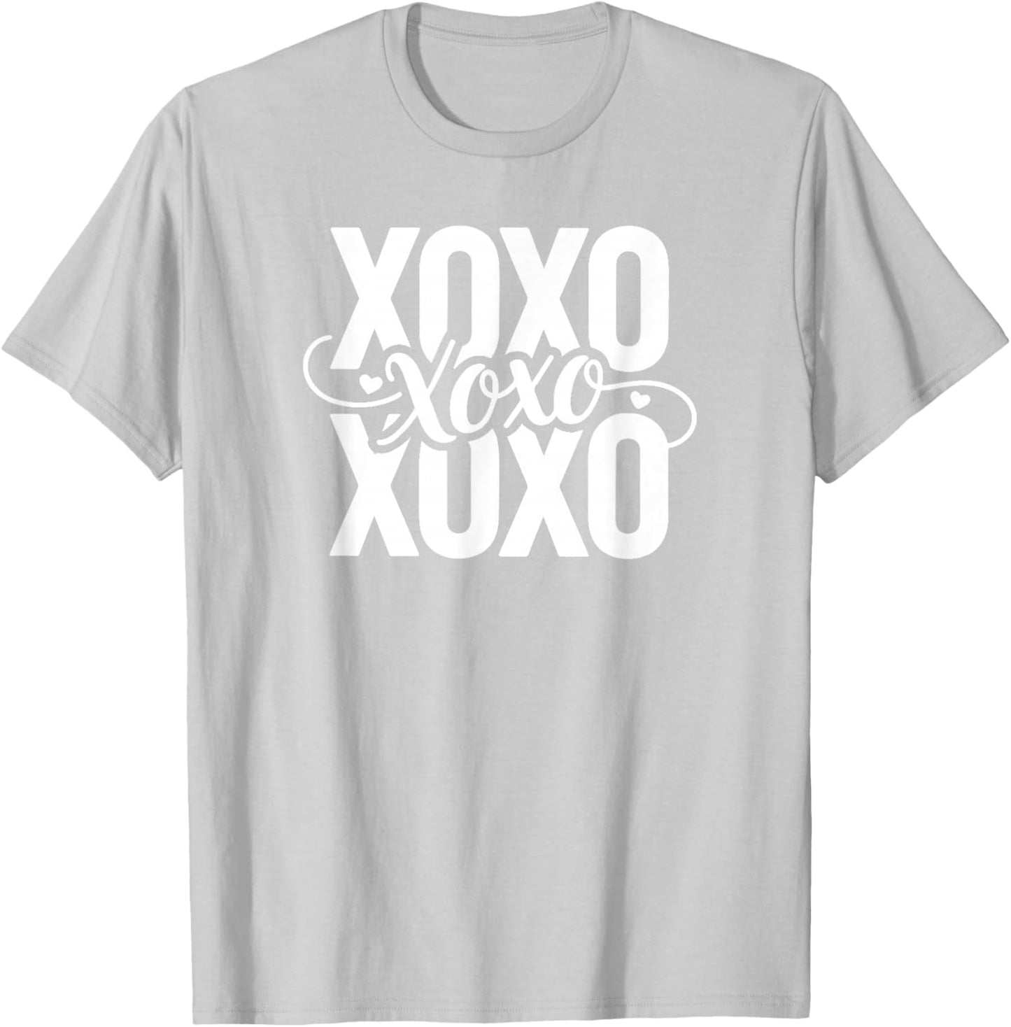 XOXO Hugs and Kisses Pink Retro Typography Valentine T-Shirt - T-Shirt | Ash