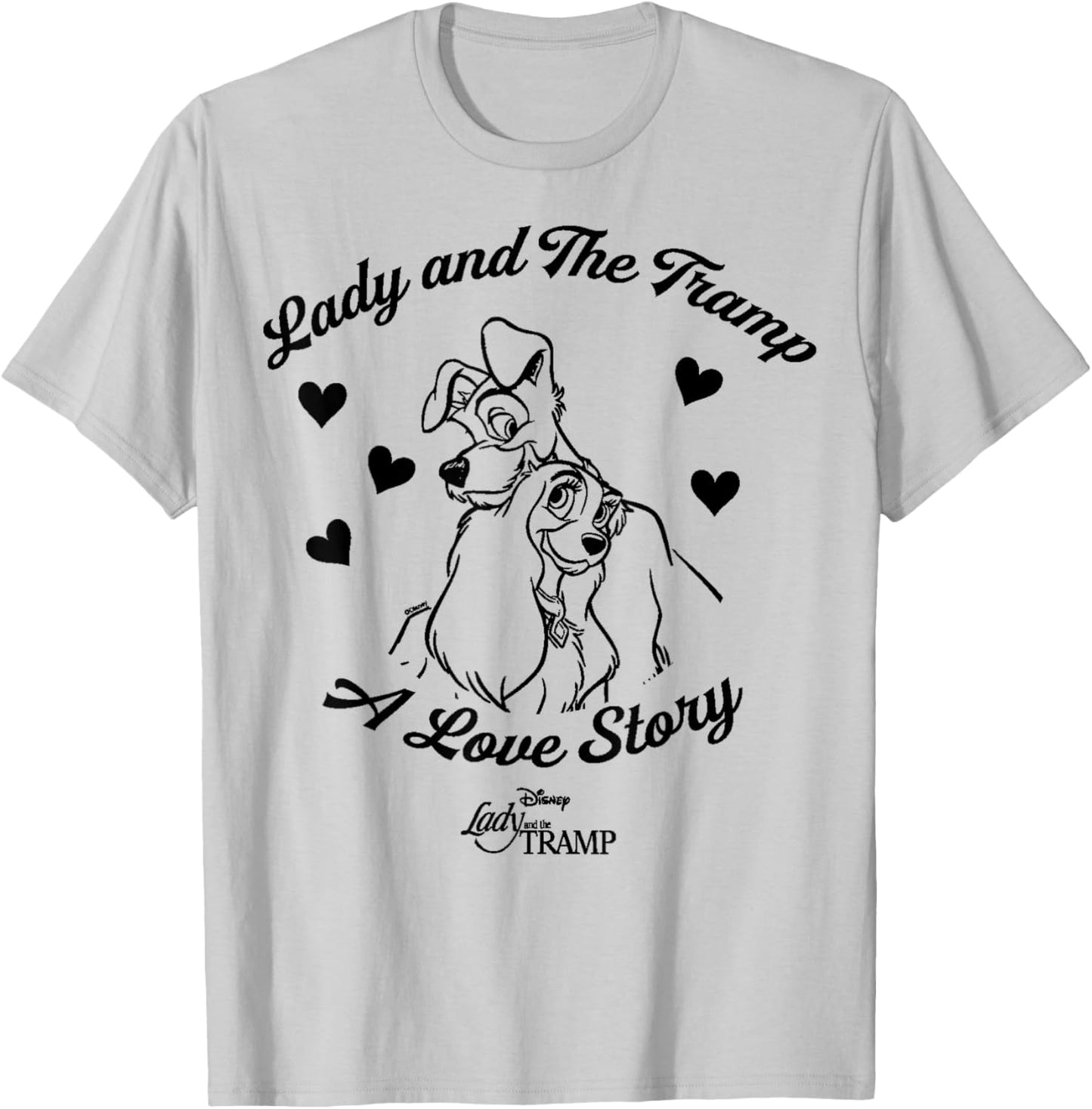 Disney Lady and The Tramp Love Heart T-Shirt - T-Shirt | Ash