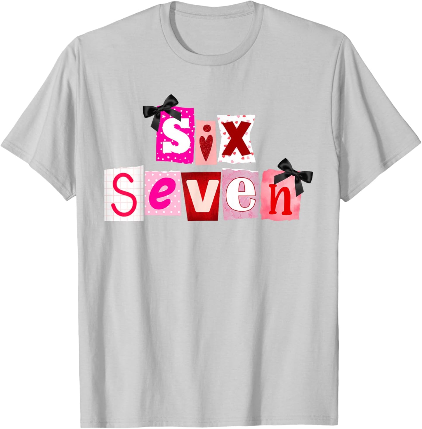 Valentines Day Six Seven 6 7 Meme Heart 67 Girls Kids T-Shirt - T-Shirt | Ash