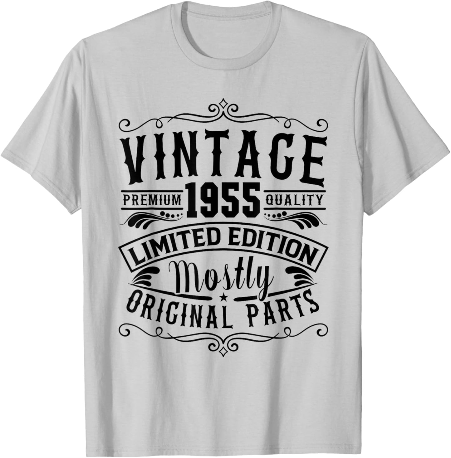 Born in 1955 Birthday, Vintage Mostly Original Parts Funny T-Shirt - T-Shirt | Ash