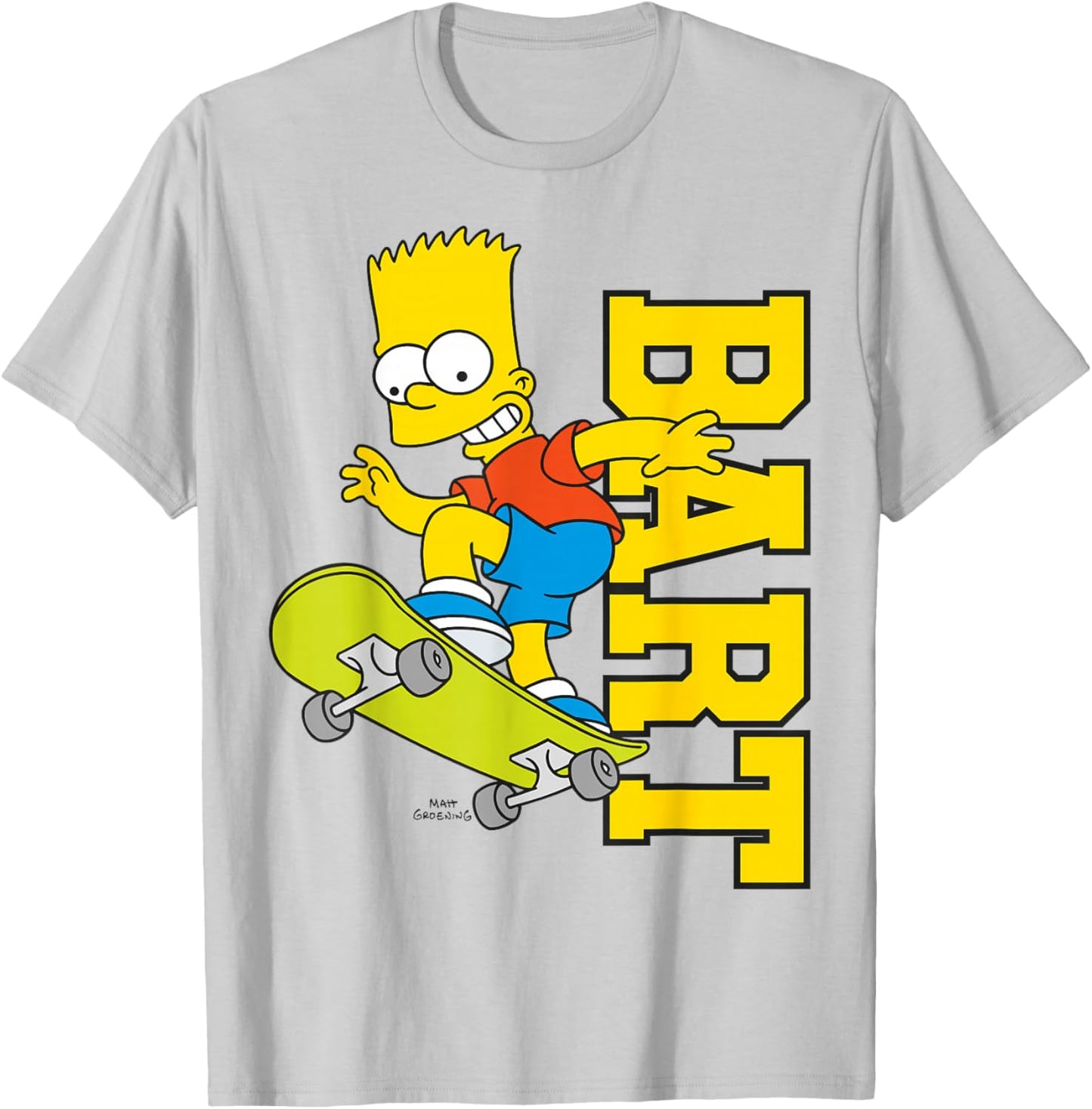 The Simpsons Bart Skateboarding T-Shirt - T-Shirt | Ash