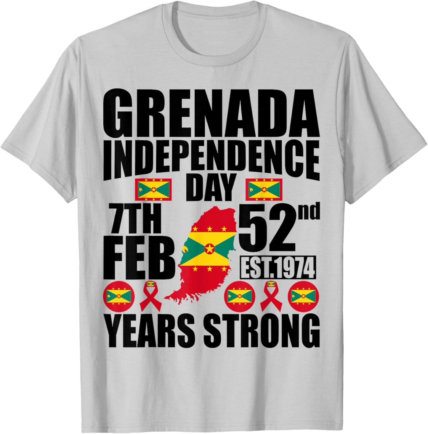 Grenada 52nd Independence Day Grenadian Pride Grenada Flag T-Shirt - T-Shirt | Ash
