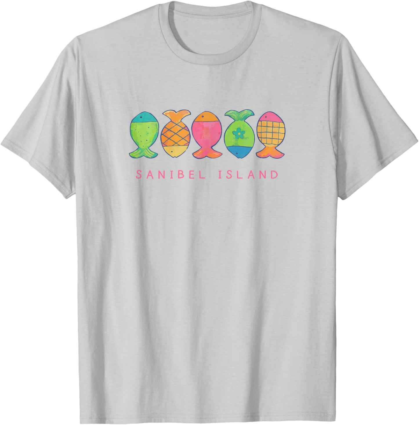 Sanibel Island Cute Beachy Fish Art Graphic T-Shirt - T-Shirt | Ash