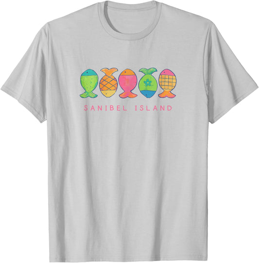 Sanibel Island Cute Beachy Fish Art Graphic T-Shirt - T-Shirt | Ash