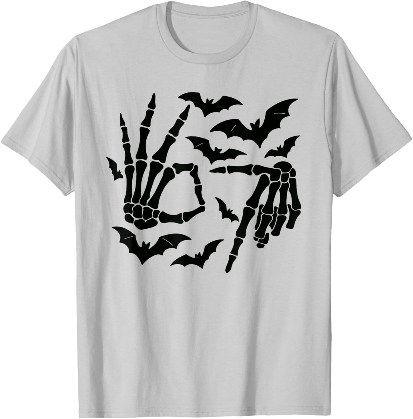 Skeleton Hand Sign 6 7 Halloween T-Shirt - T-Shirt | Ash