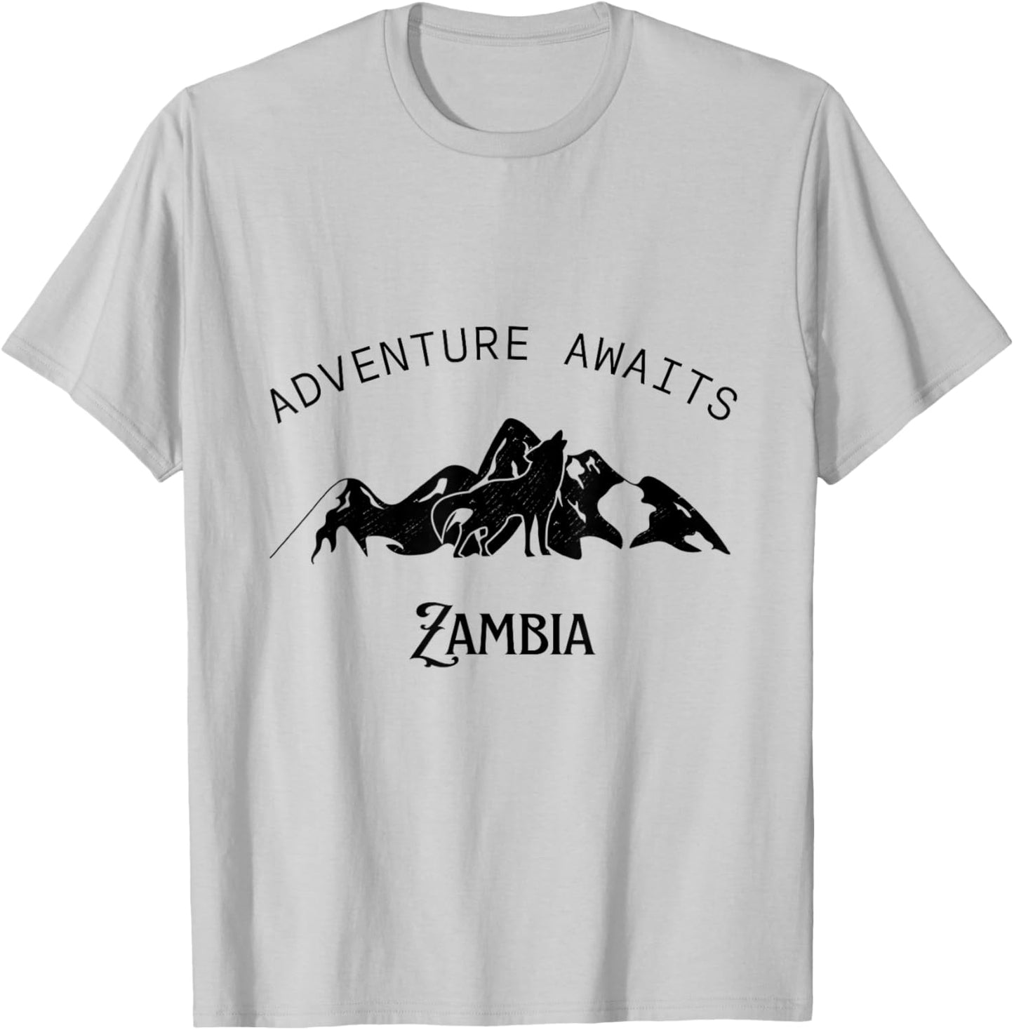Adventure Awaits Vacation Travel Zambia T-Shirt - T-Shirt | Ash