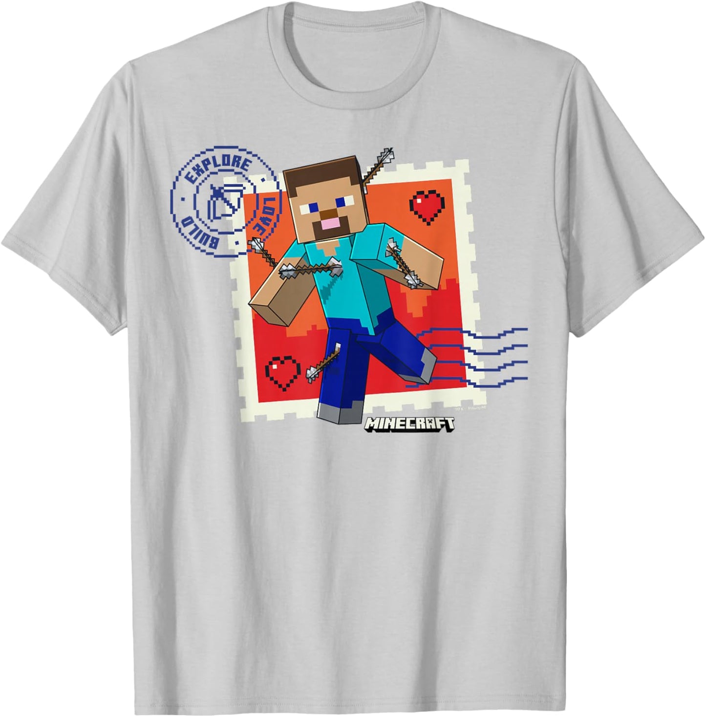 Minecraft Valentine's Day Explore Love Build Steve Arrows T-Shirt - T-Shirt | Ash