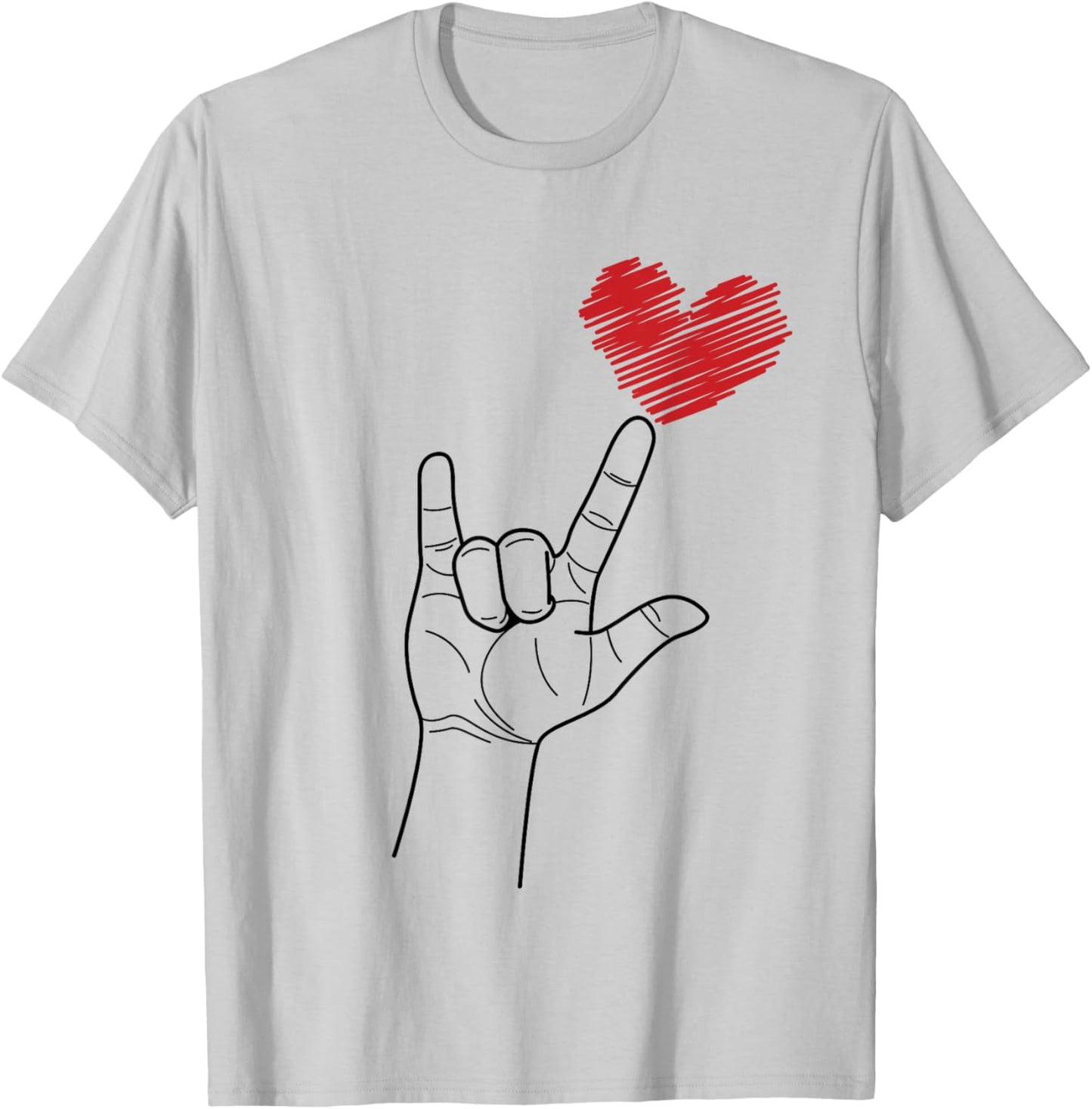 American Sign I Love You Hand Sign ASL Heart Women Kids Men T-Shirt - T-Shirt | Ash