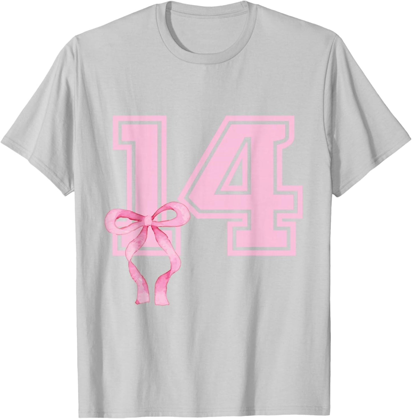 14th Birthday Girl Coquette Pink Bows Fourteenth Years Old T-Shirt - T-Shirt | Ash