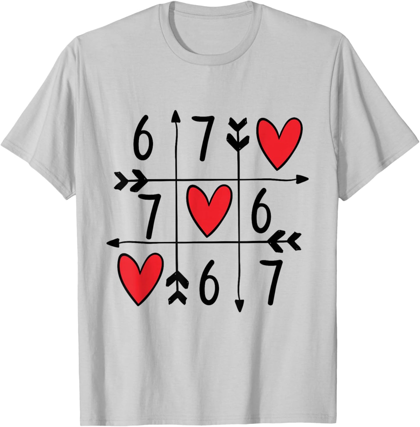 Six Seven Gamer 67 Valentines Day 6 7 Funny T-Shirt - T-Shirt | Ash