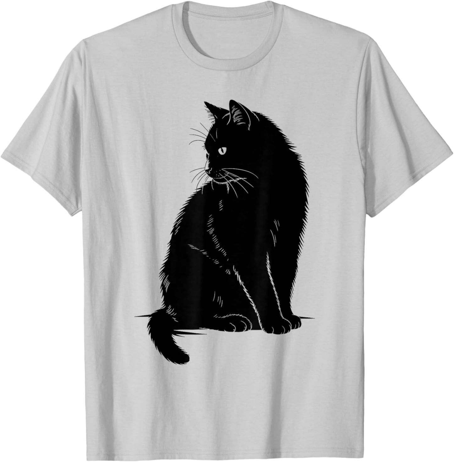 Minimalist Cat Art Cute Black Cat Owner Feline Art Kitten T-Shirt - T-Shirt | Ash