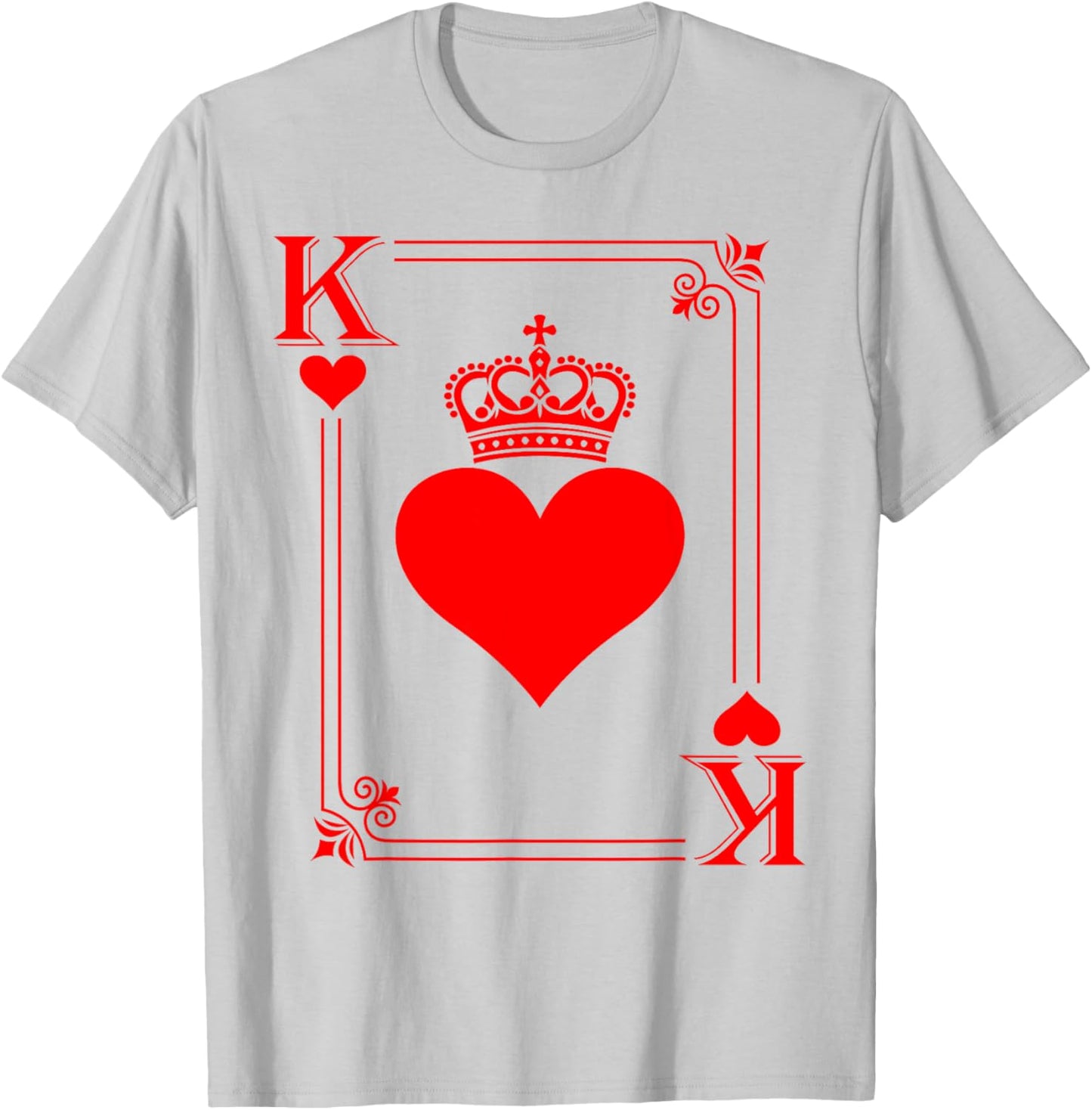 Funny King Card Hearts Happy Valentines Men Boys Guys T-Shirt - T-Shirt | Ash
