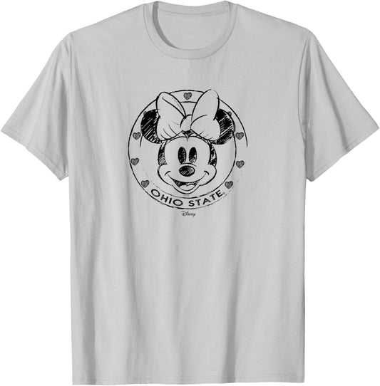 Ohio State Buckeyes Minnie Mouse Sketch Red T-Shirt - T-Shirt | Ash