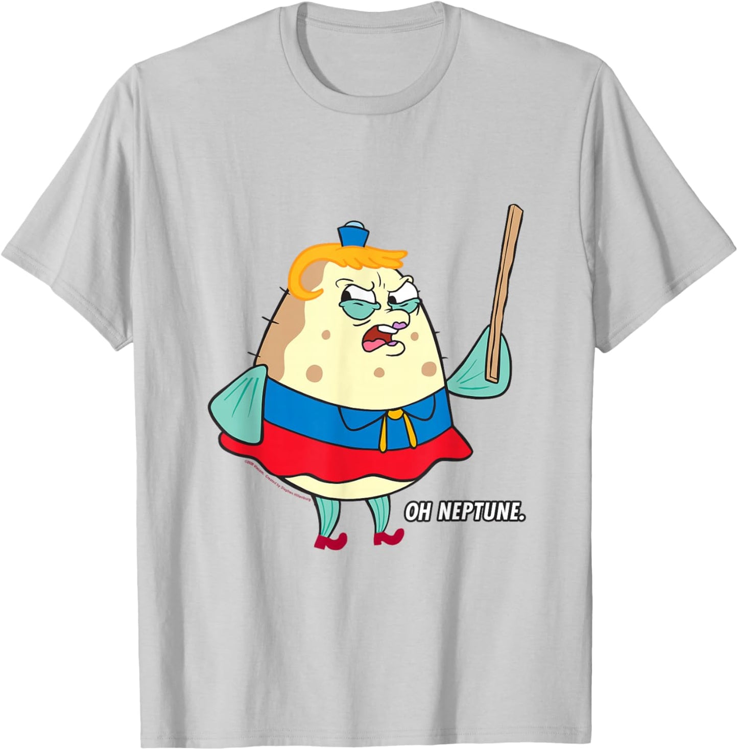 Spongebob Angry Mrs. Puff Oh Neptune Funny Cartoon T-Shirt - T-Shirt | Ash