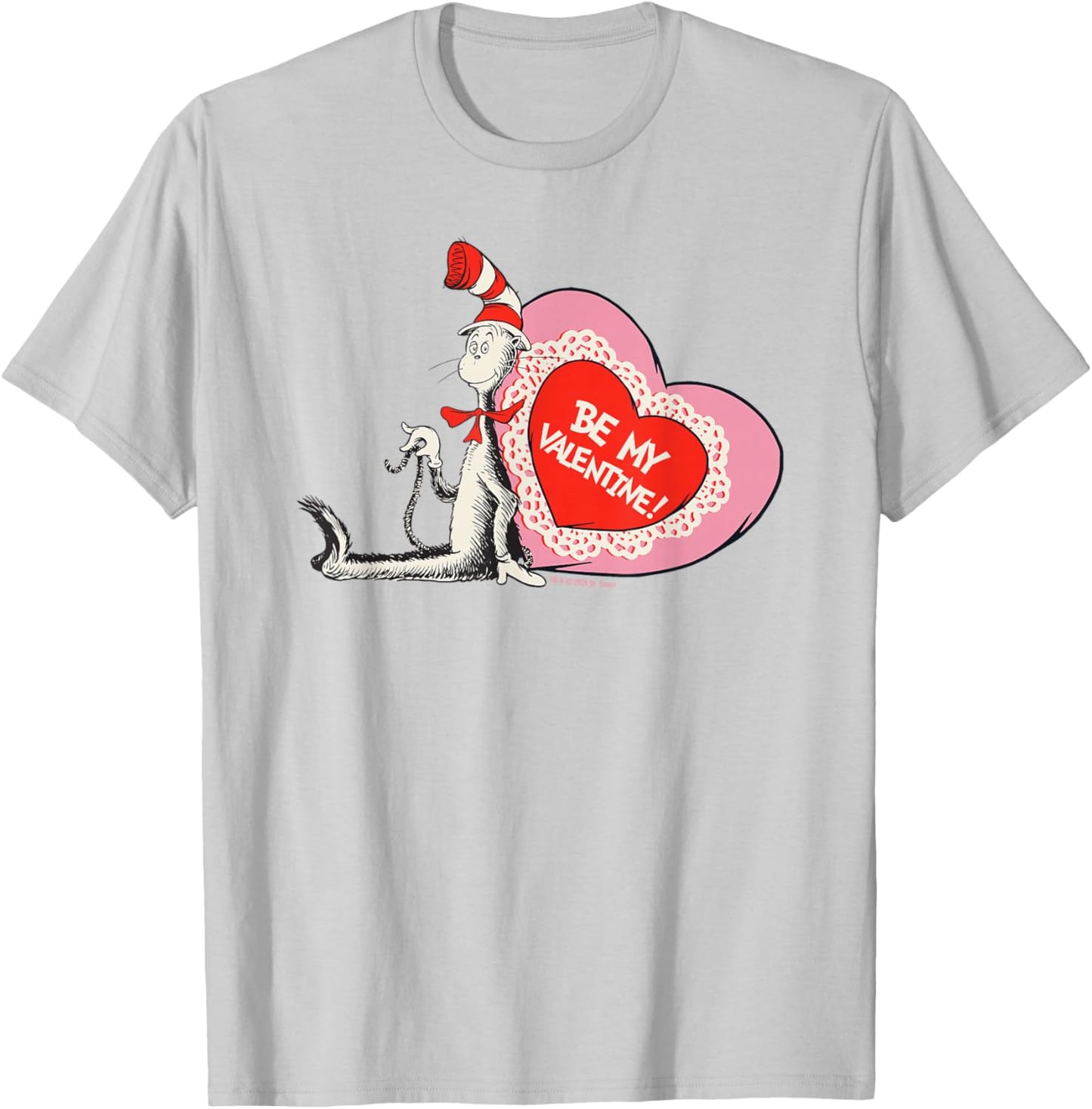 Cat in The Hat Be My Valentine Officially Licensed T-Shirt - T-Shirt | Ash