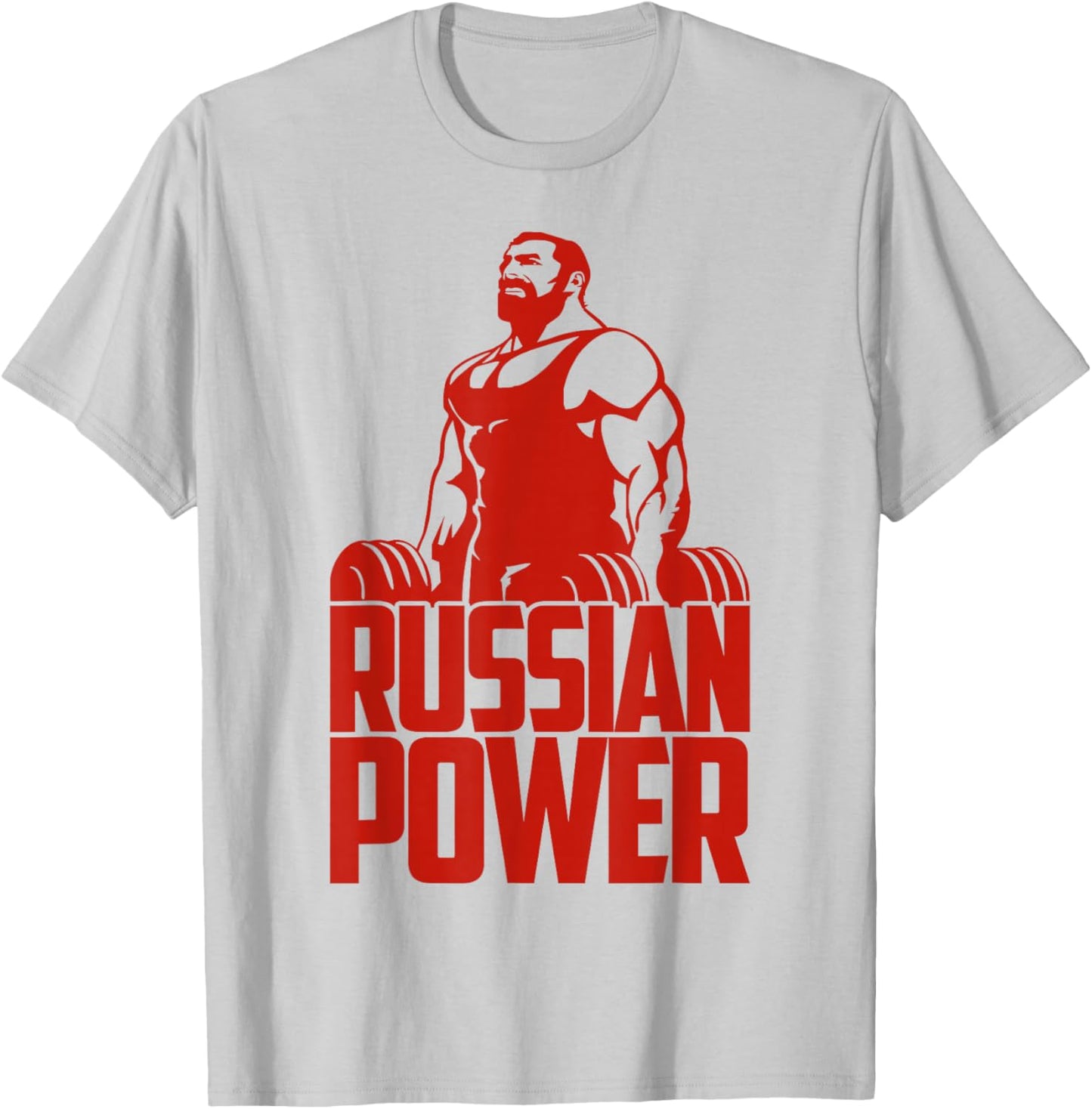 Russian Power Gym Barbells Bodybuilding Russia T-Shirt - T-Shirt | Ash